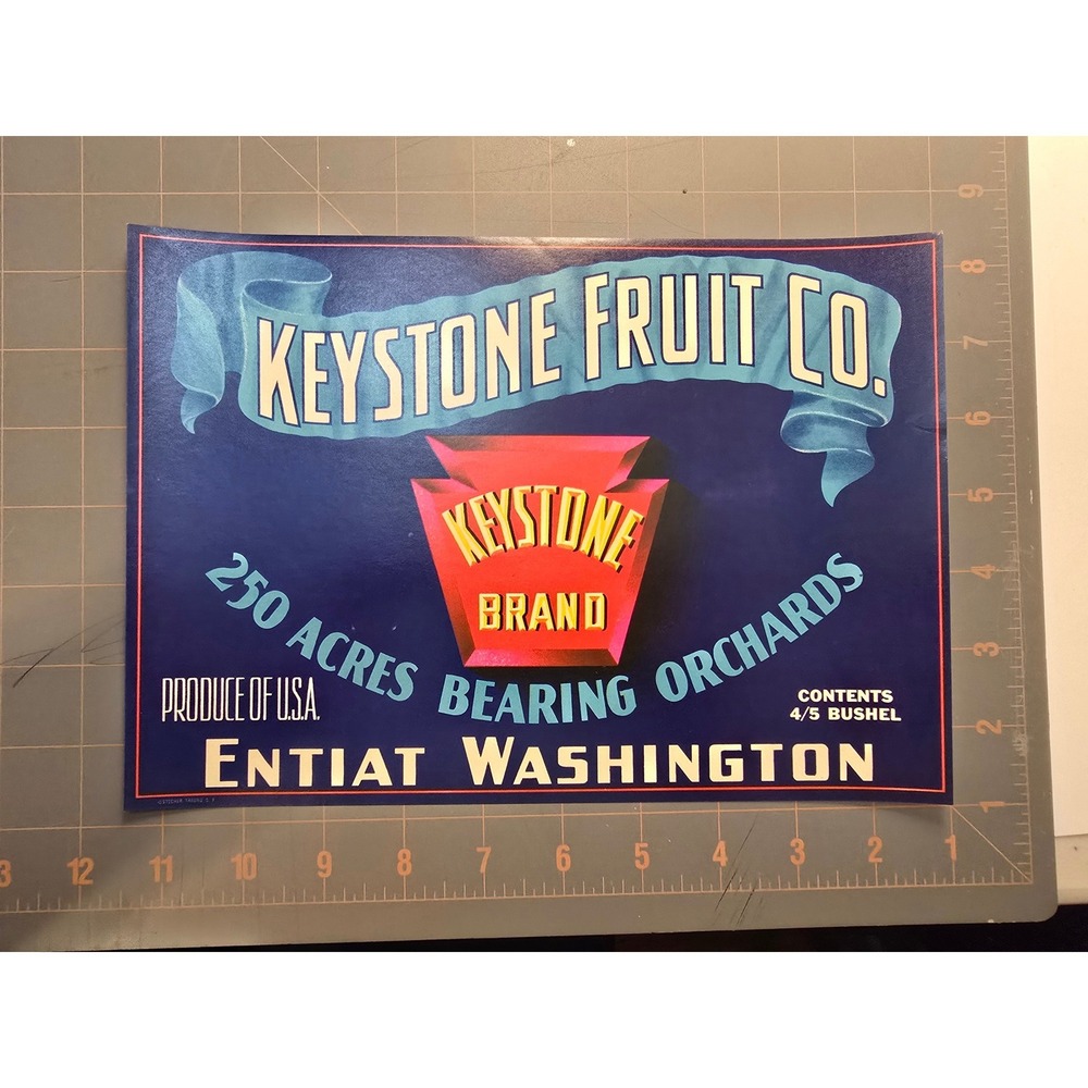 Vintage Keystone Fruit Co. Orchards Entiat Washington‎ Produce Crate Label
